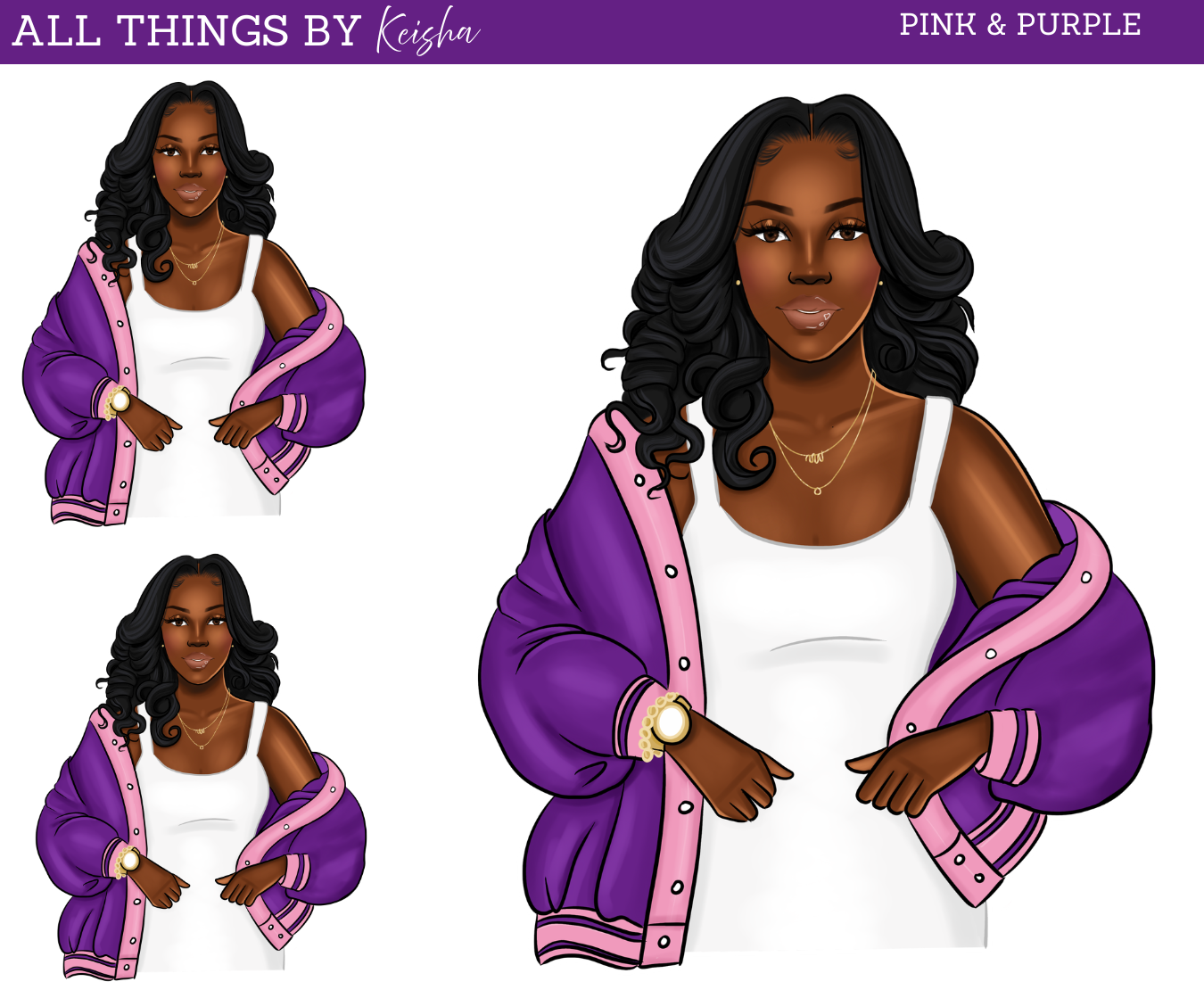 PINK & PURPLE SORORITY INSPIRED DOLL