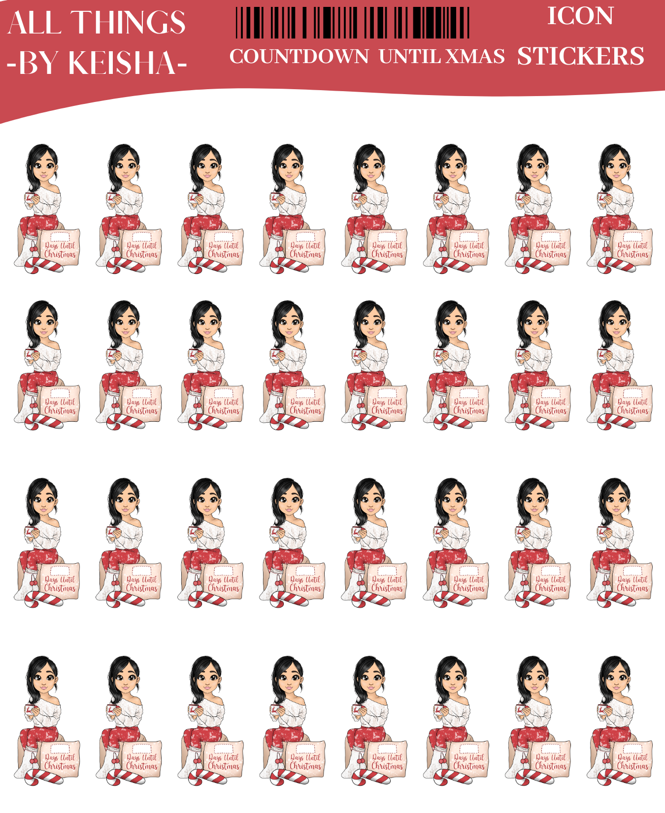 GLAM MA KEKE COUNTING DOWN XMAS ICON STICKER SHEET
