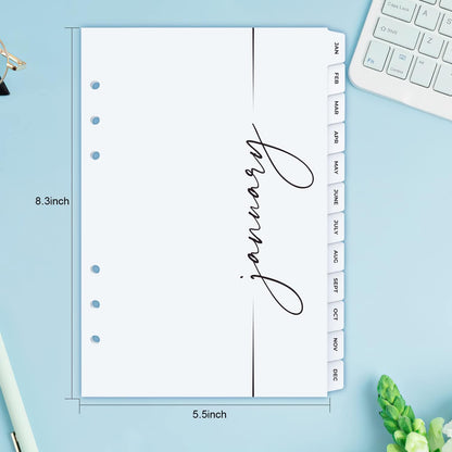 A5 Binder Dividers with Monthly Tabs