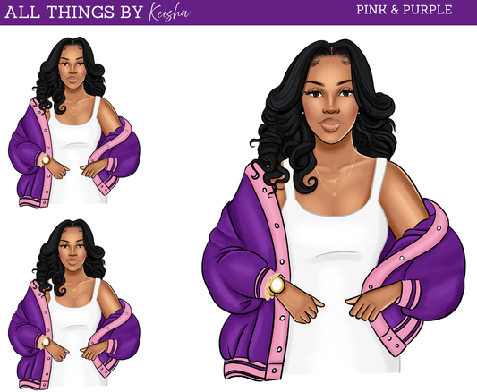 PINK & PURPLE SORORITY INSPIRED DOLL