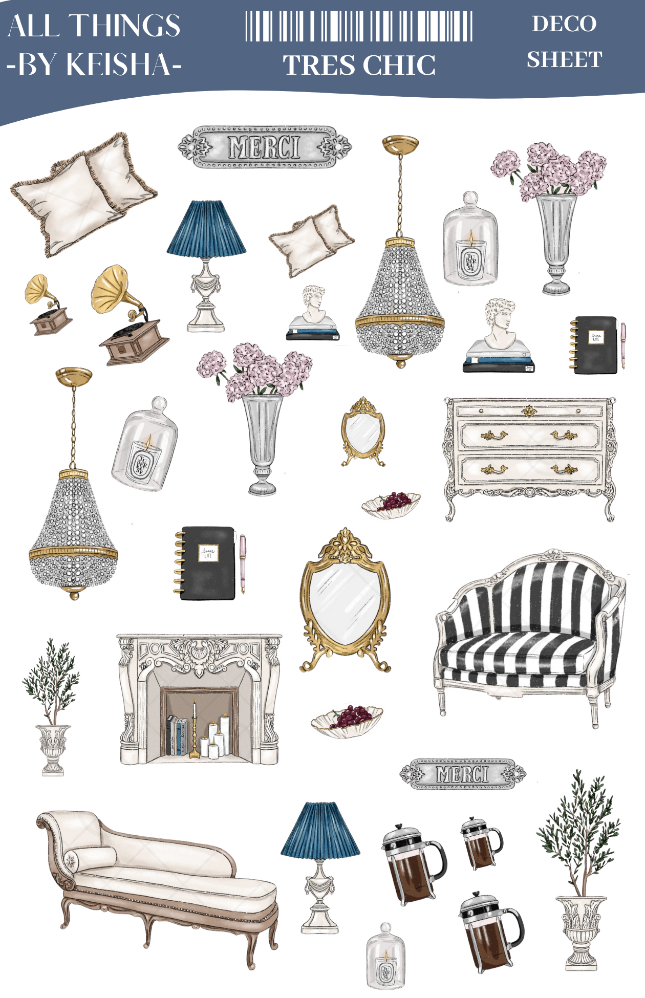 TRES CHIC DECO SHEET