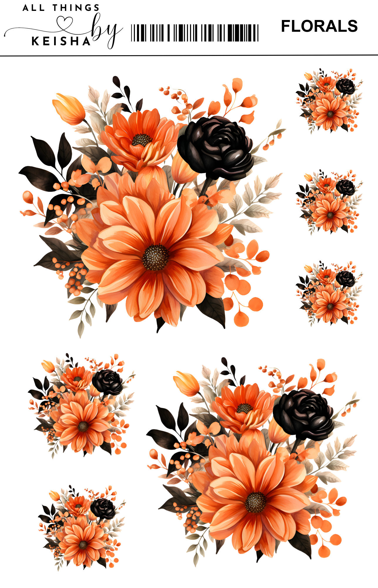 HALLOWEEN FLORAL STICKER PACK