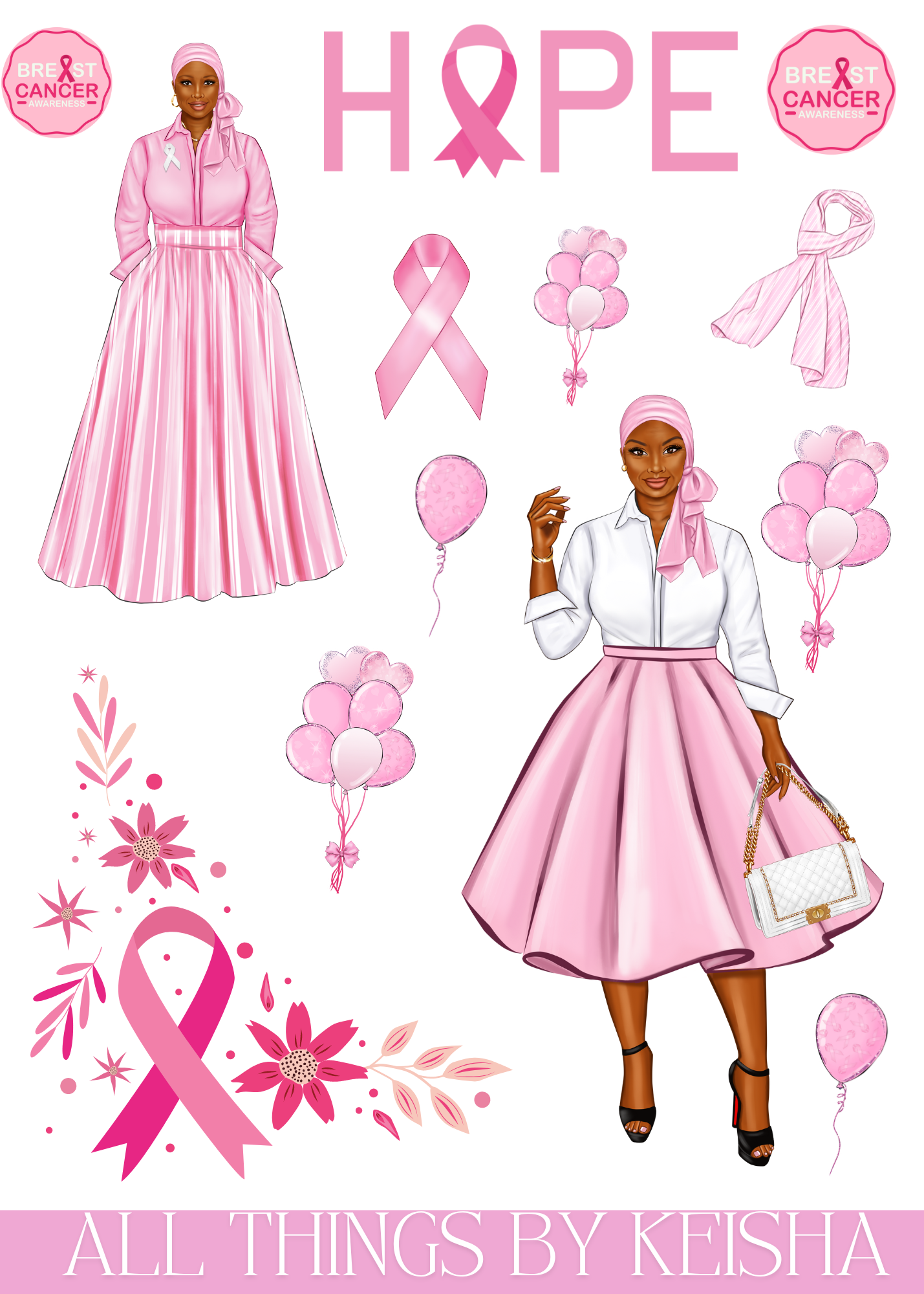 HOPE - BRINGING AWARENESS TO BREAST CANCER STICKER THEMED PACK