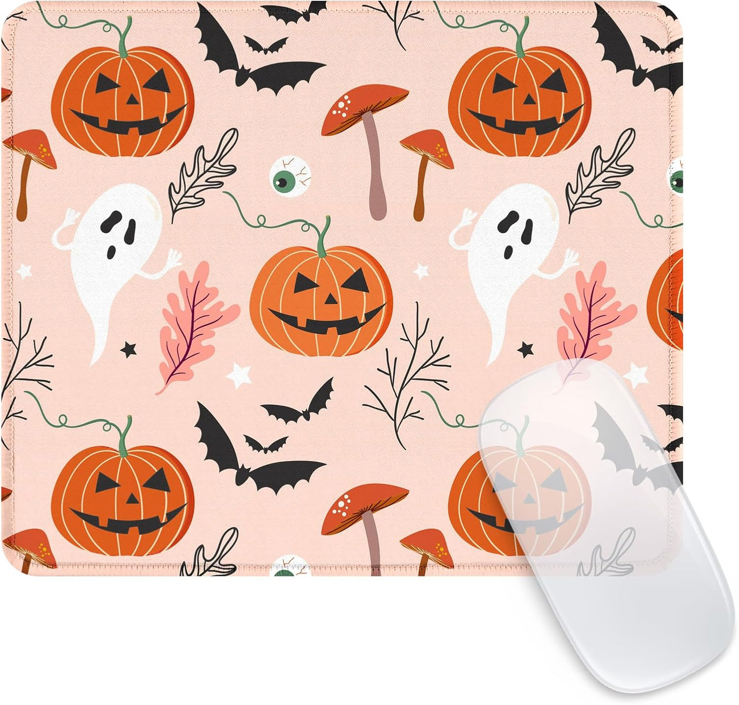 Square Aesthetic Cute Ghosts and Pumpkins Mouse Pad