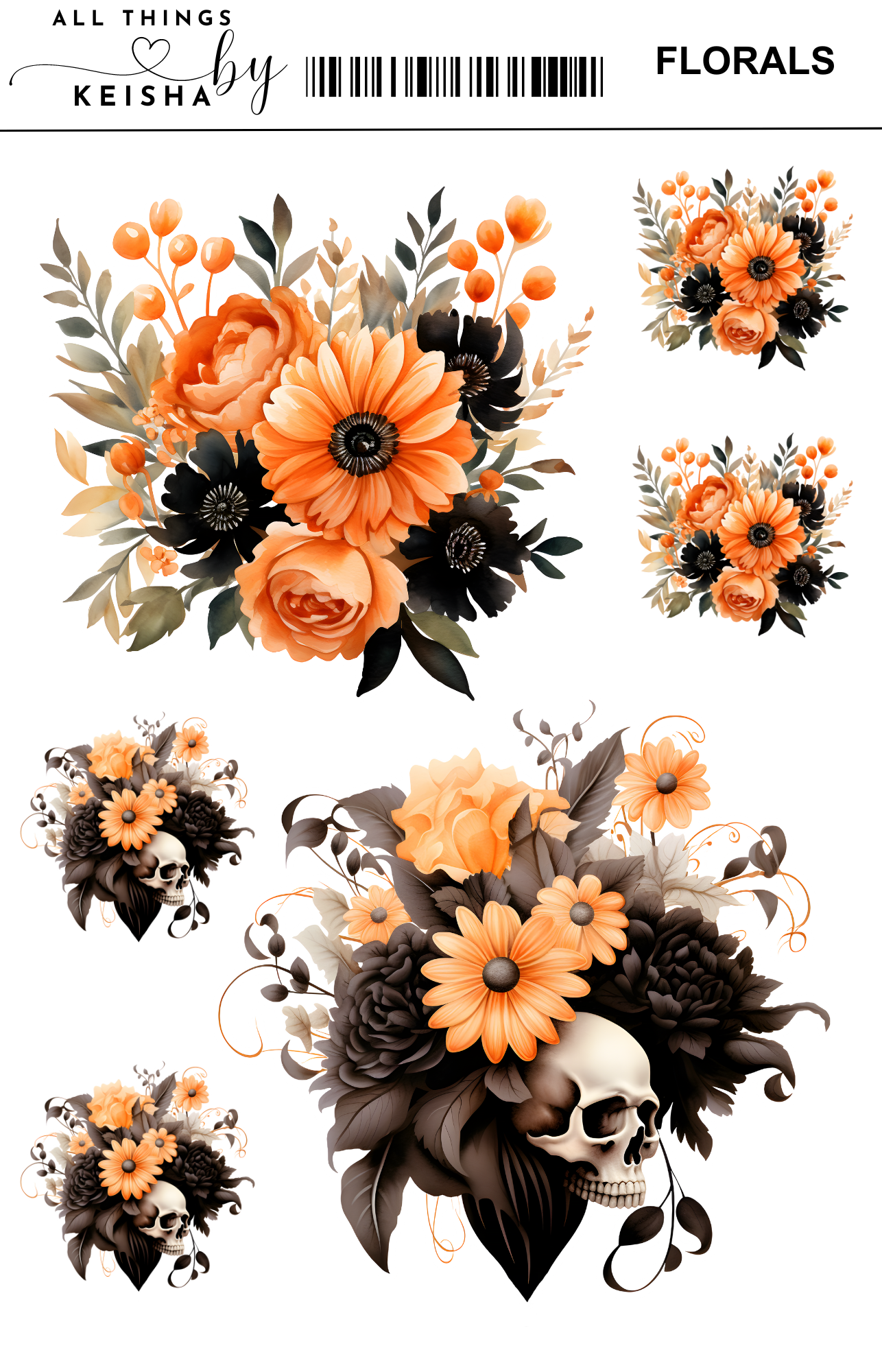 HALLOWEEN FLORAL STICKER PACK