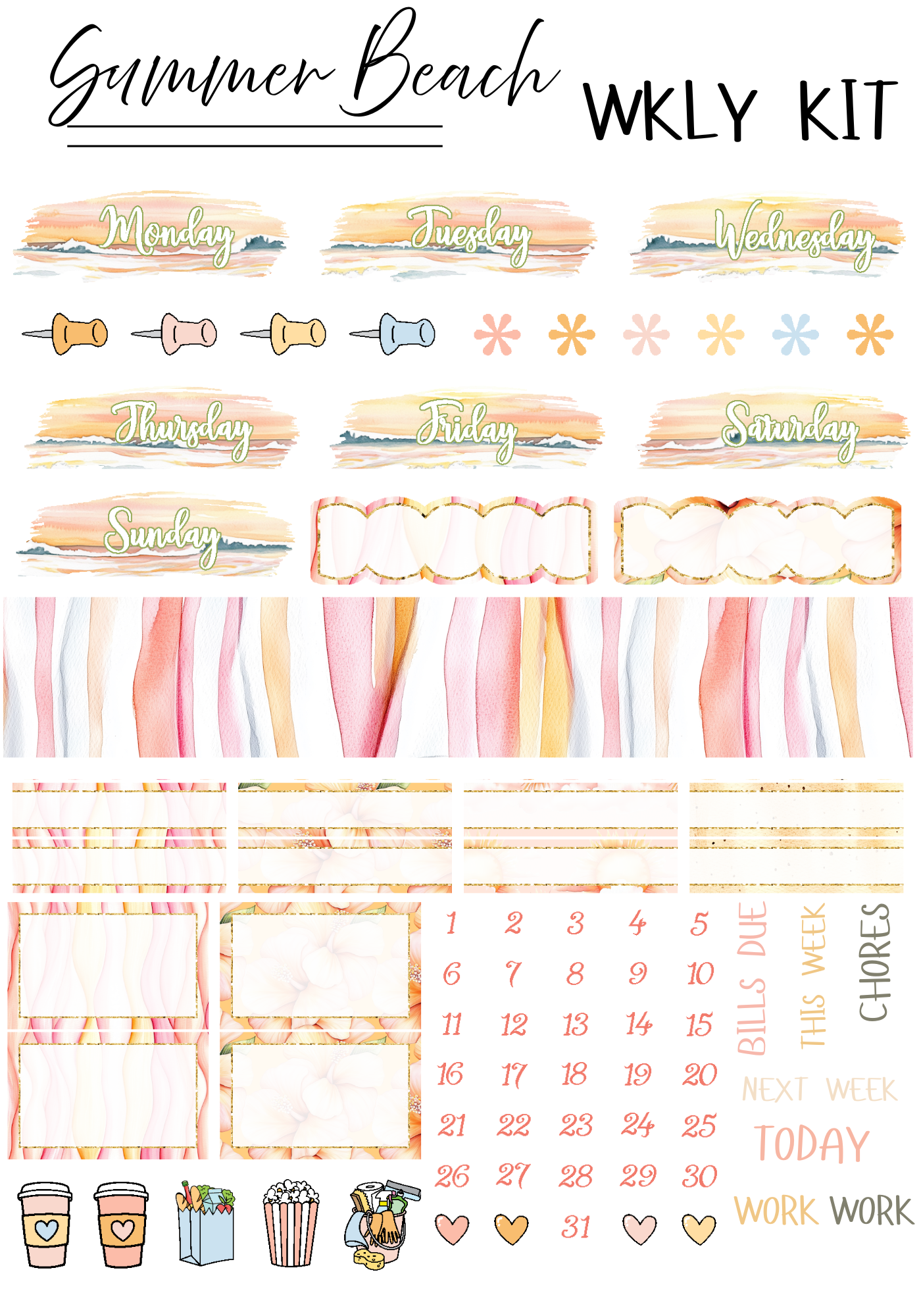 SUMMER BEACH WEEKLY KIT (SET OF 4)