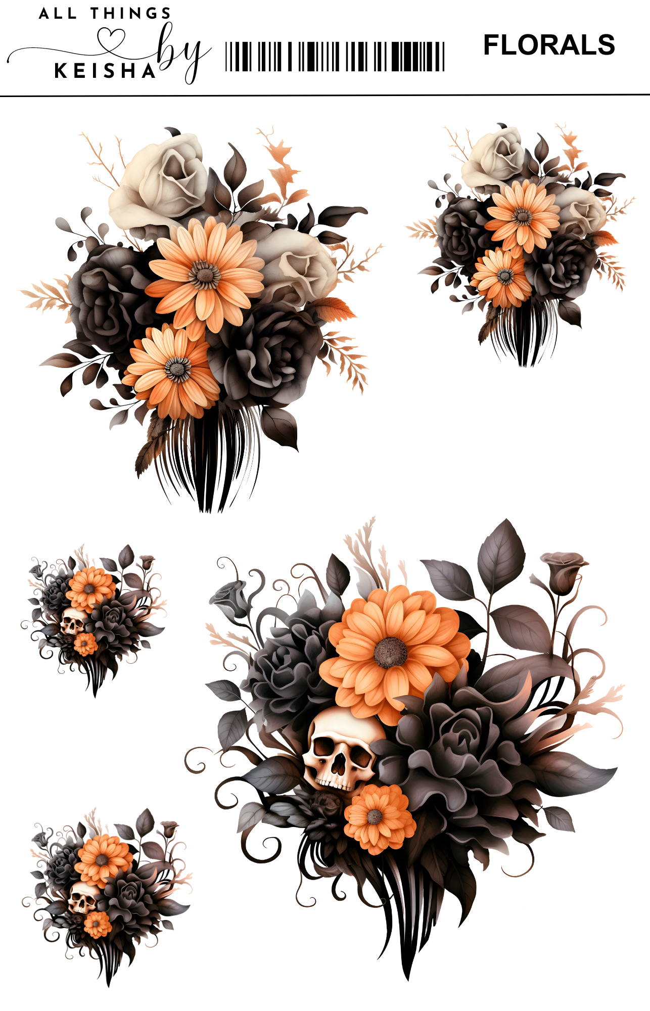 HALLOWEEN FLORAL STICKER PACK