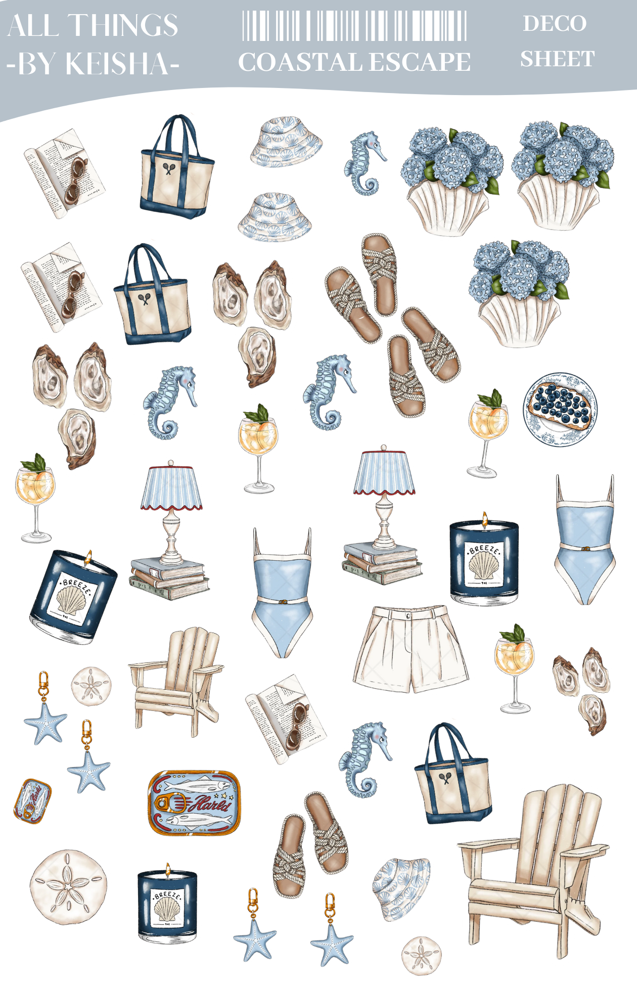 COASTAL ESCAPE DECO SHEET