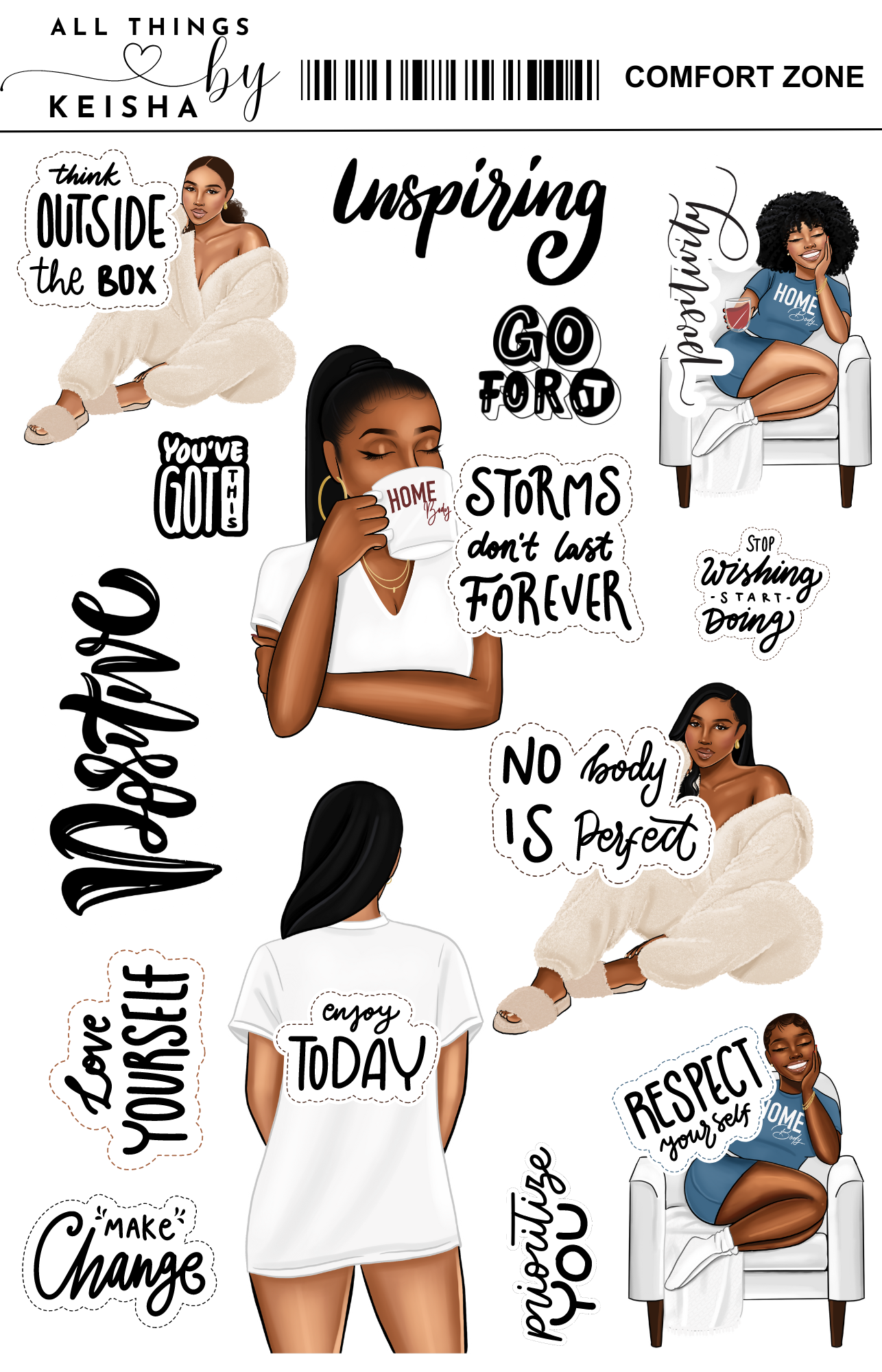 COMFORT ZONE THEMED STICKER PACK
