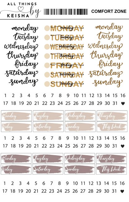 COMFORT ZONE THEMED STICKER PACK