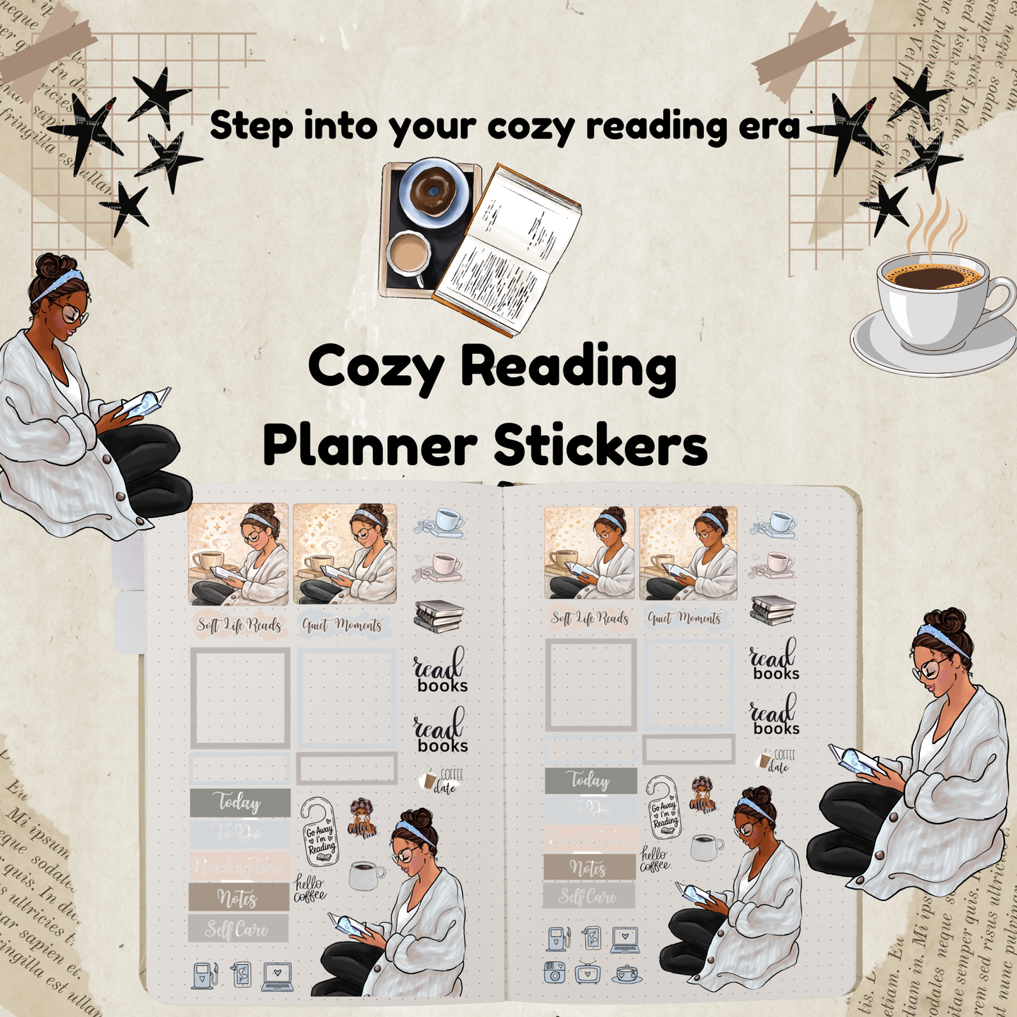 Cozy Reading Planner Stickers