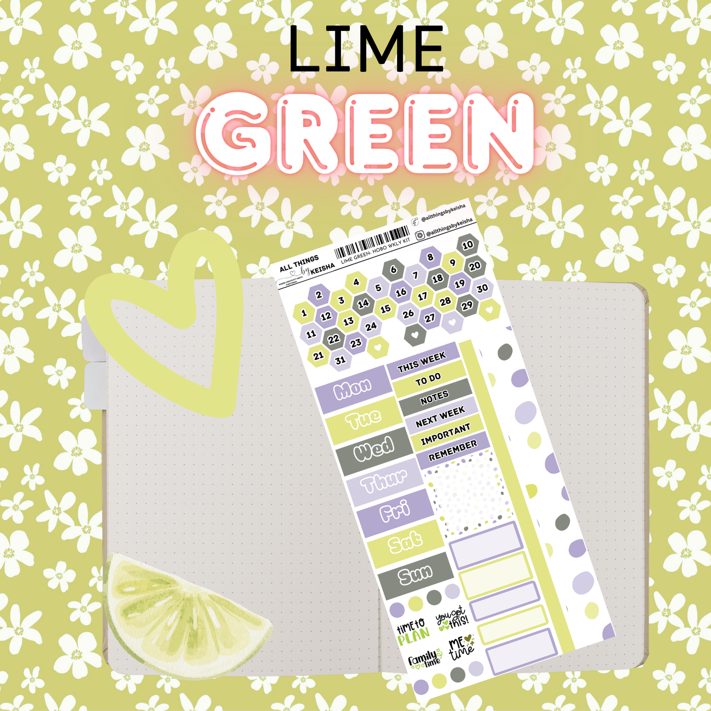 LIME GREEN HOBO WEEKLY KIT