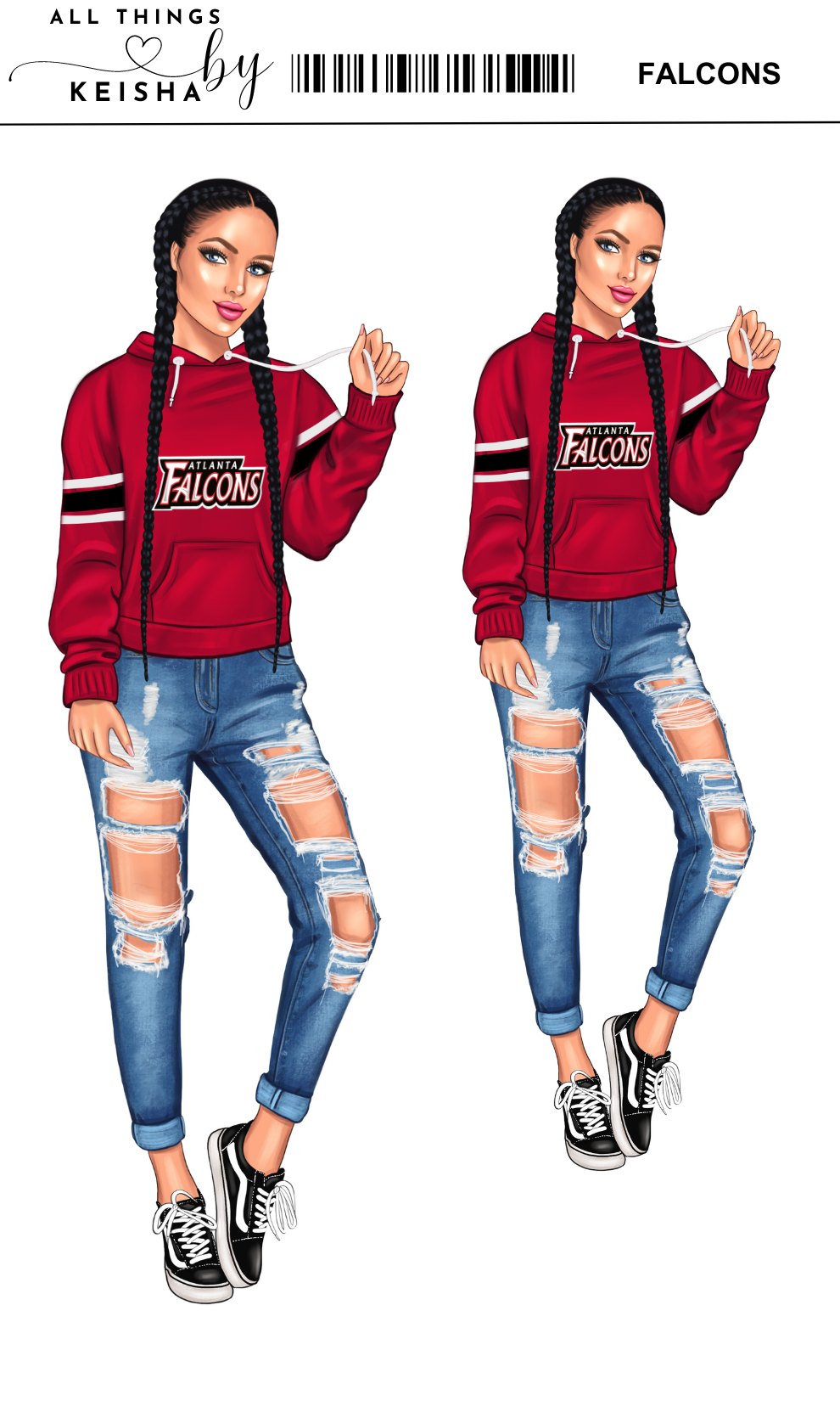 ATLANTA FALCONS PLANNER GIRL STICKER SET