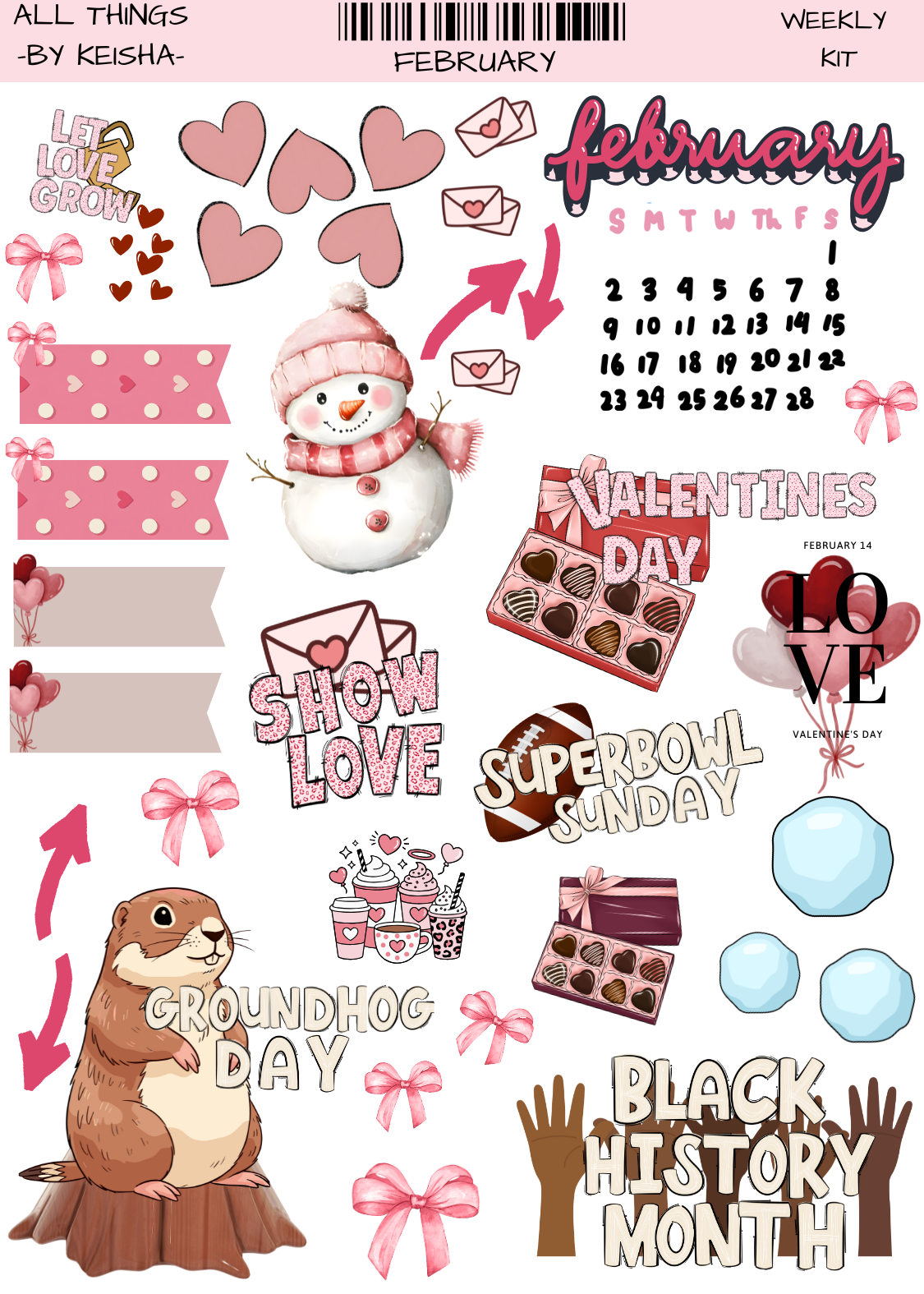 FEBUARY MONTHLY/WEEKLY STICKER KIT