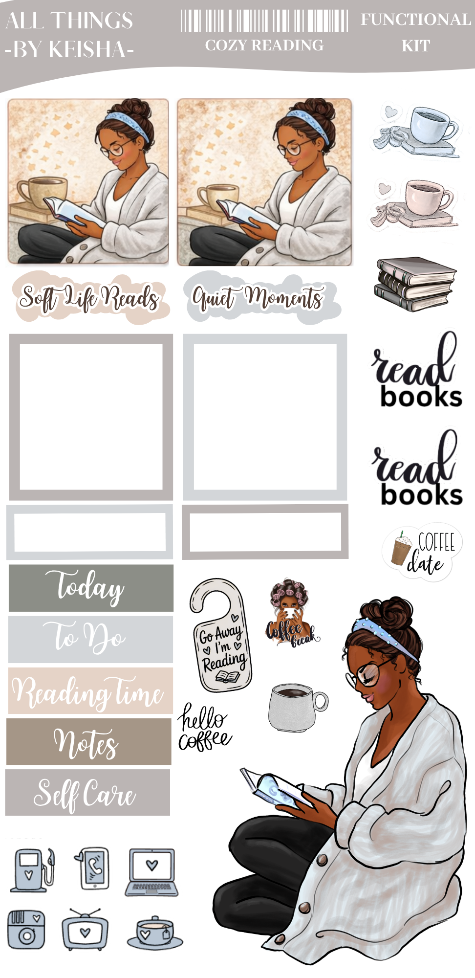 Cozy Reading Planner Stickers