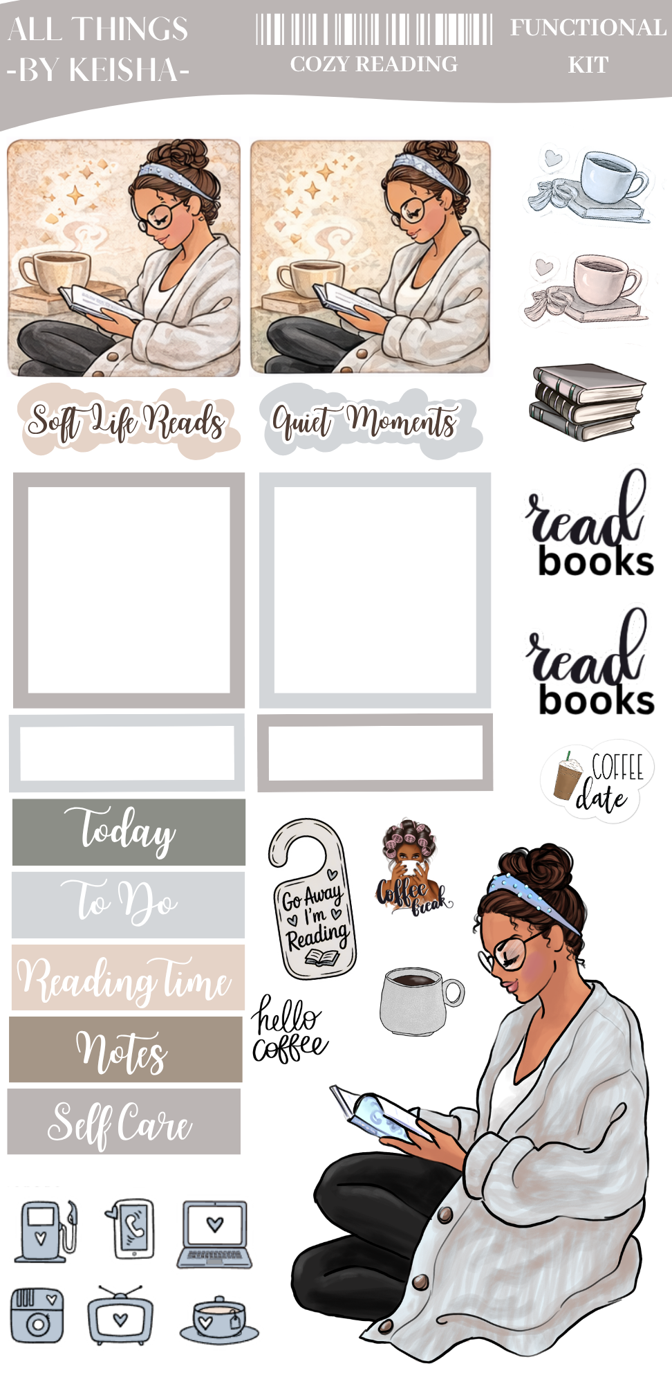Cozy Reading Planner Stickers