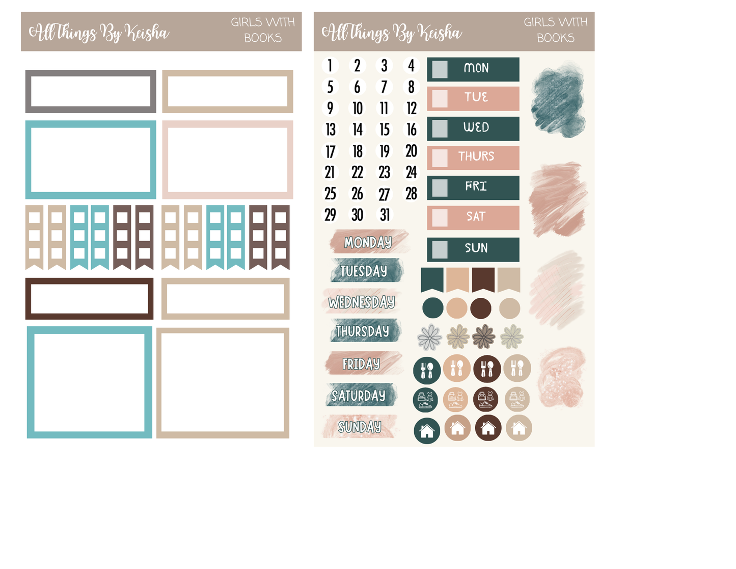 GIRLS WITH BOOKS- THEMED STICKER  BOX