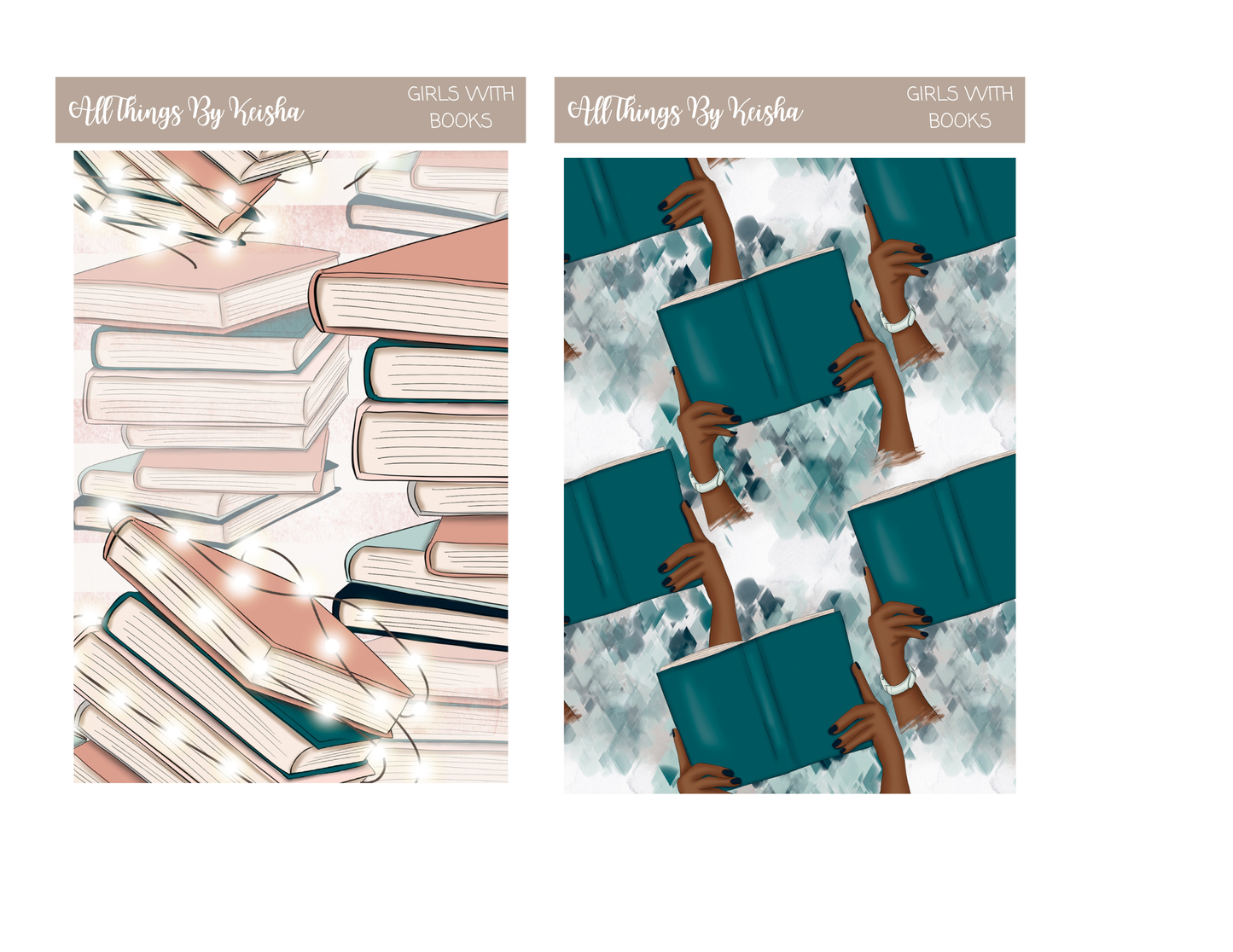 GIRLS WITH BOOKS- THEMED STICKER  BOX