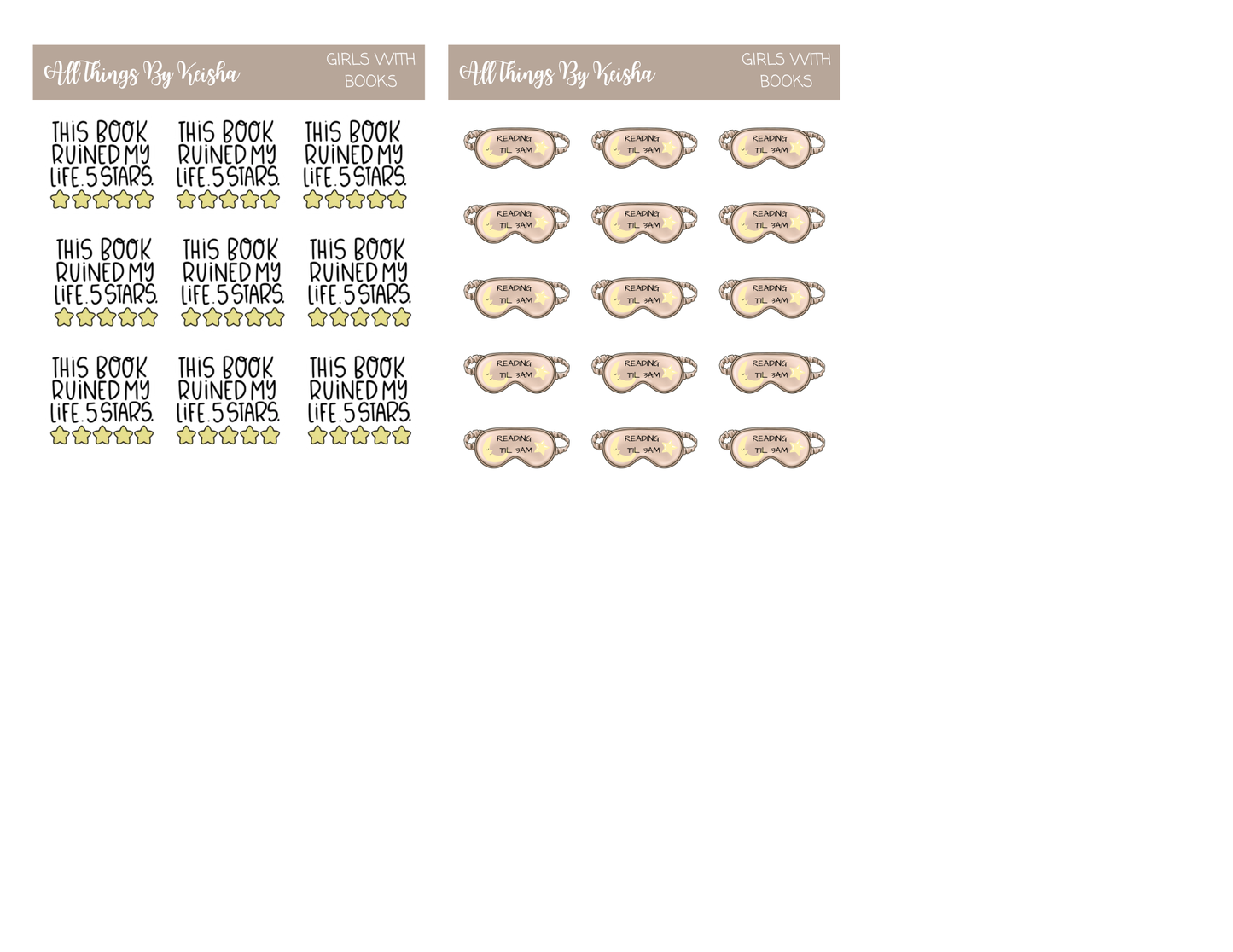 GIRLS WITH BOOKS- THEMED STICKER  BOX