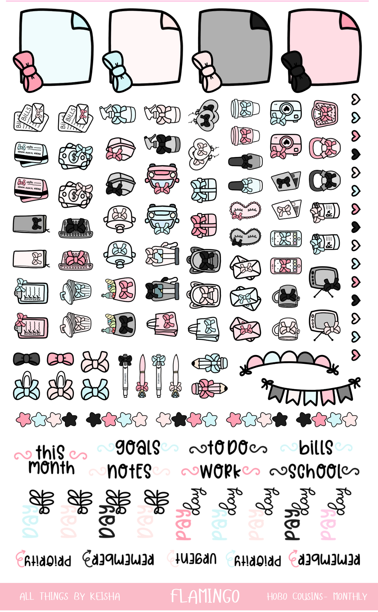 FLAMINGO HOBO COUSIN MONTHLY KIT (SET OF 4)