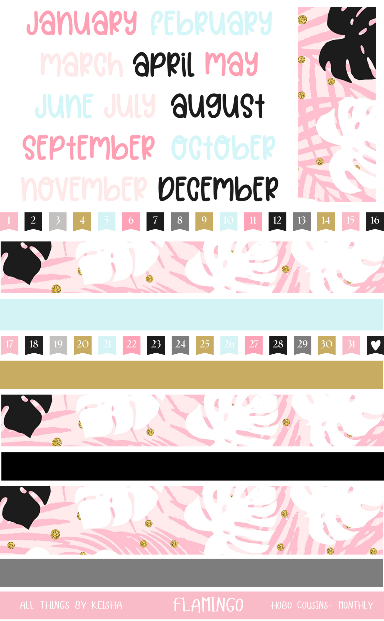 FLAMINGO HOBO COUSIN MONTHLY KIT (SET OF 4)