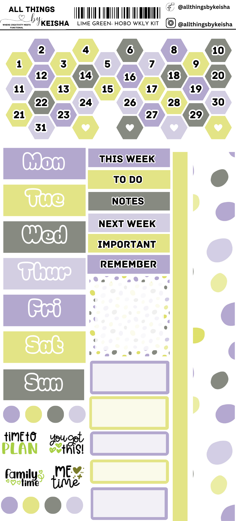 LIME GREEN HOBO WEEKLY KIT