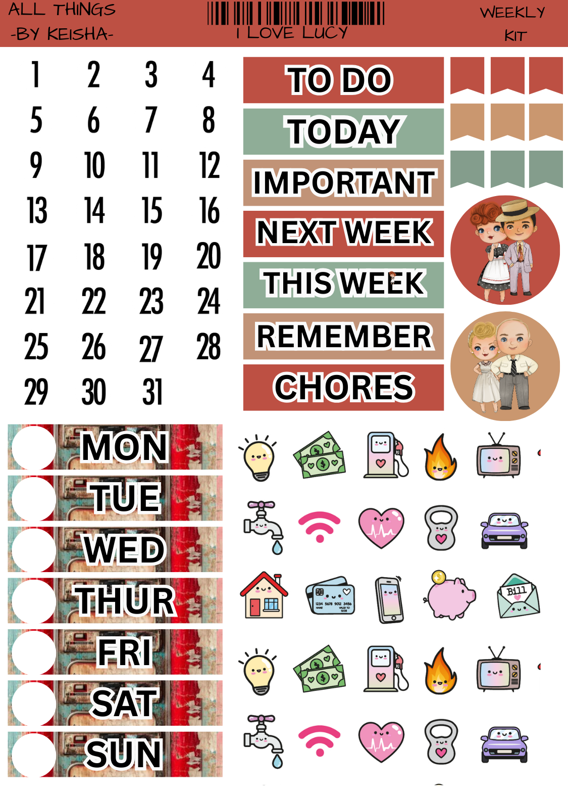 I LOVE LUCY WEEKLY KIT