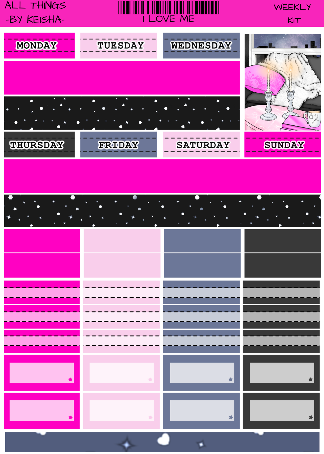 I LOVE ME WEEKLY STICKER KIT