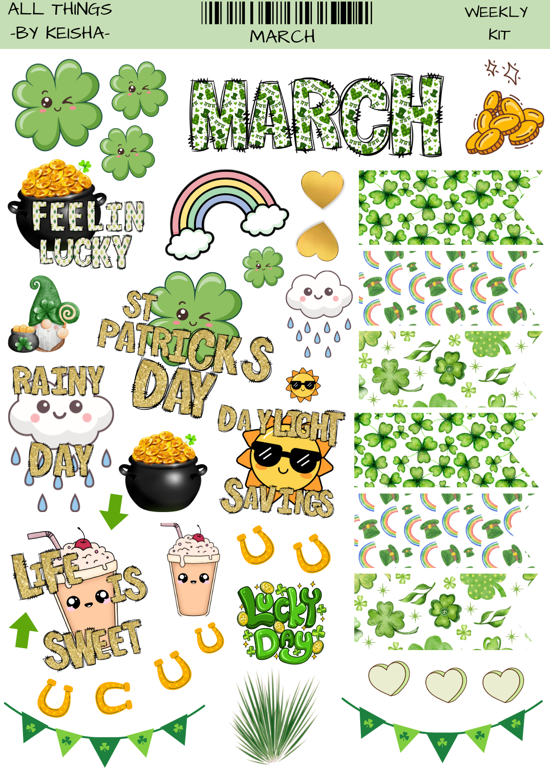 MARCH MONTHLY/ WEEKLY STICKER SHEET