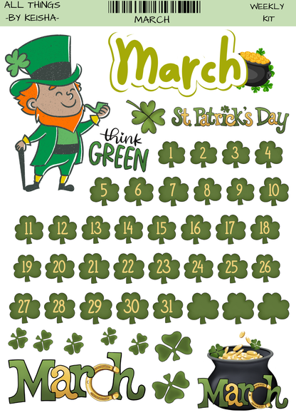 MARCH MONTHLY/ WEEKLY STICKER SHEET