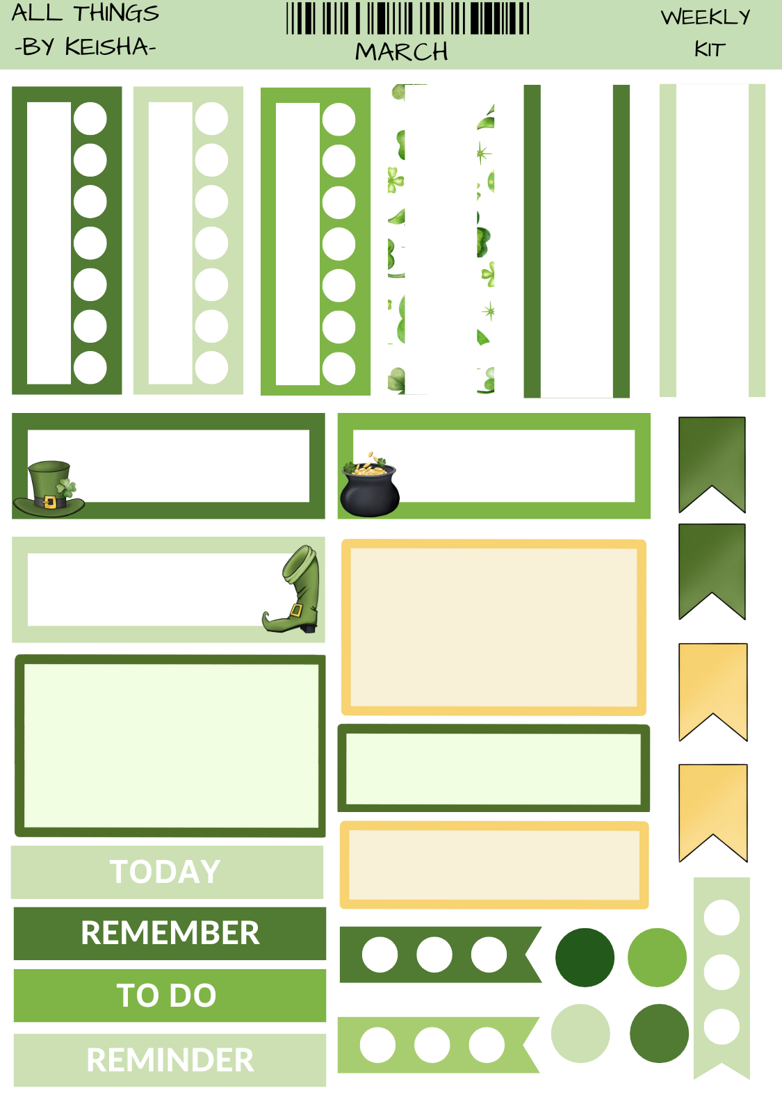 MARCH MONTHLY/ WEEKLY STICKER SHEET