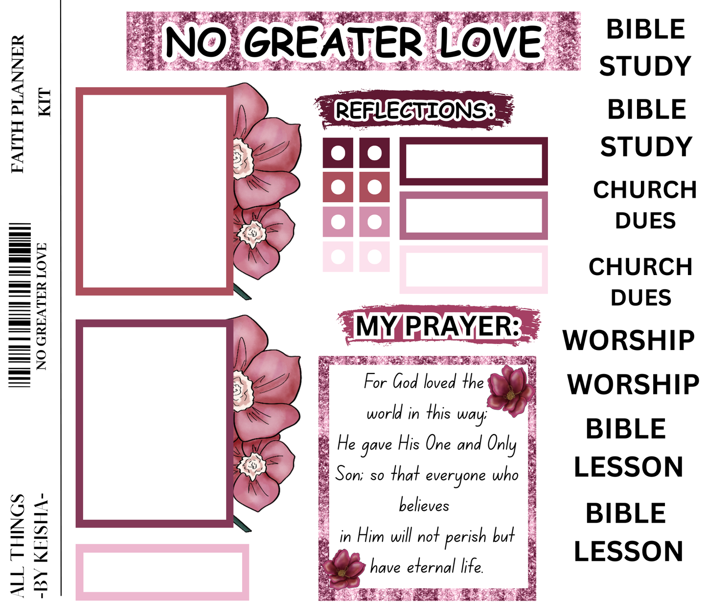 NO GREATER LOVE FAITH PLANNER KIT