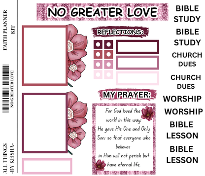 NO GREATER LOVE FAITH PLANNER KIT