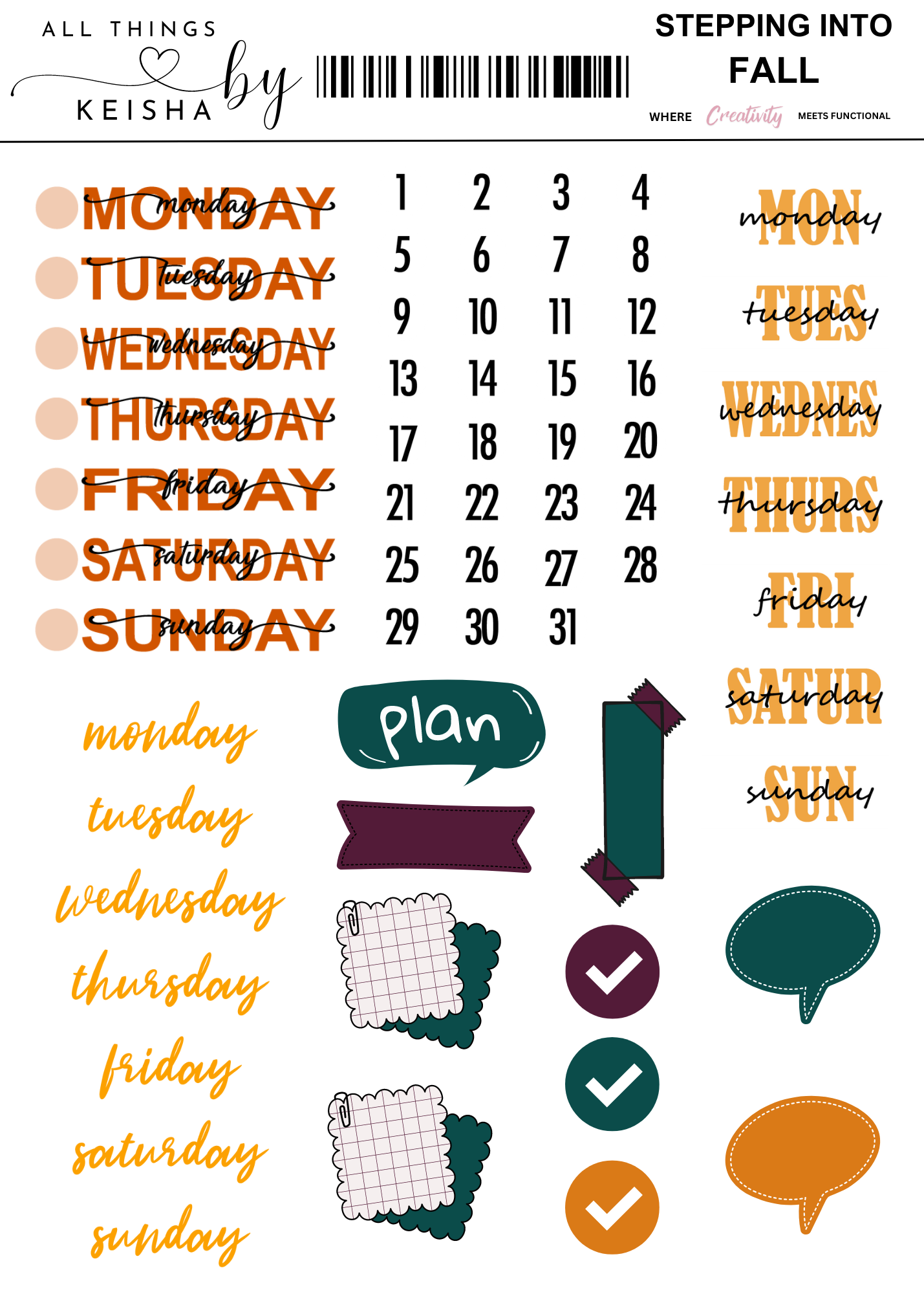 STEPPING INTO FALL THEMED STICKER PACK