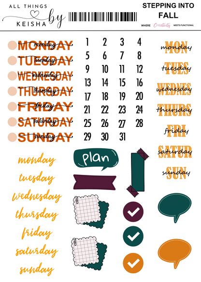 STEPPING INTO FALL THEMED STICKER PACK