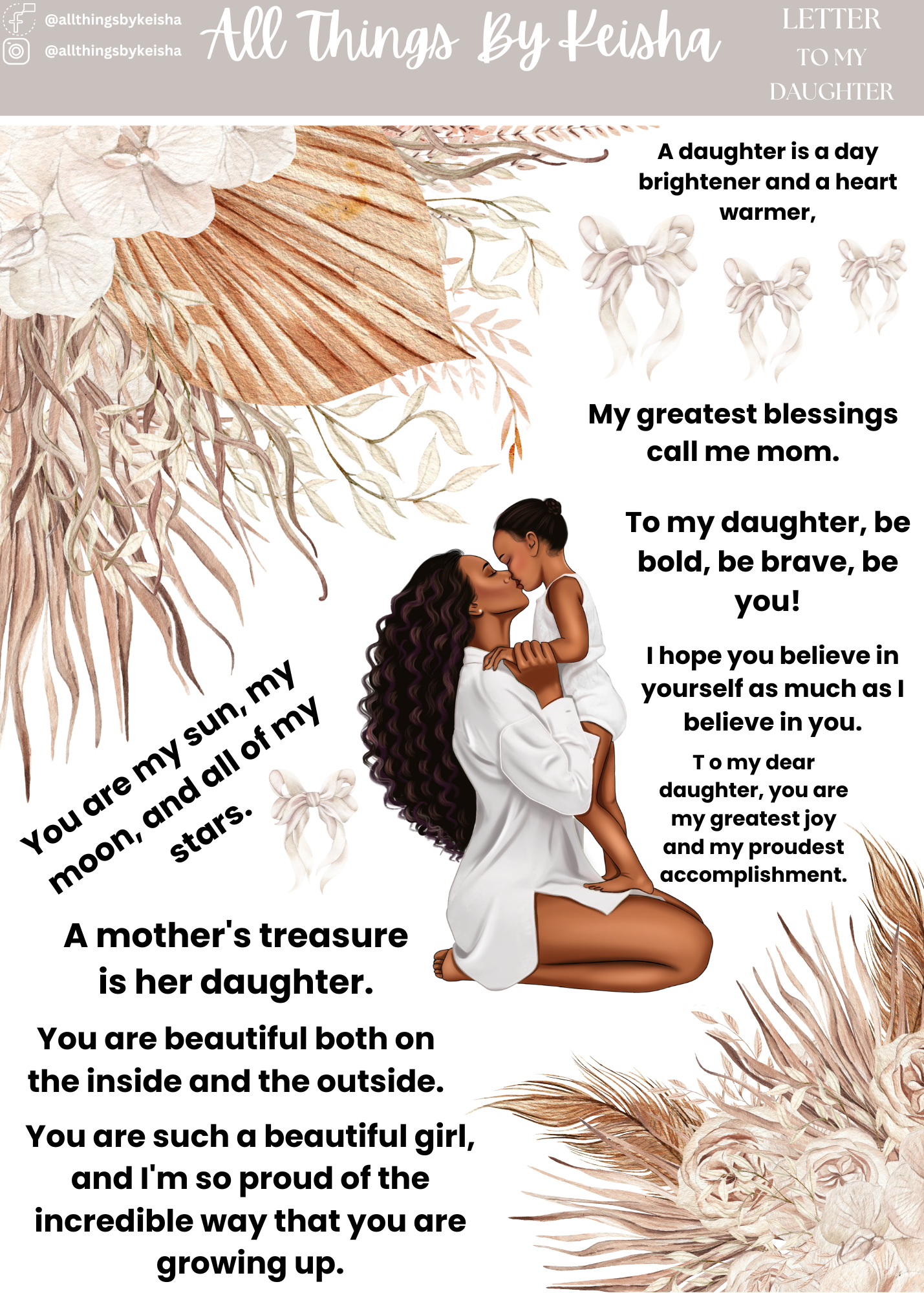 LETTER TO MY DAUGHTER AFFIRMATION KIT