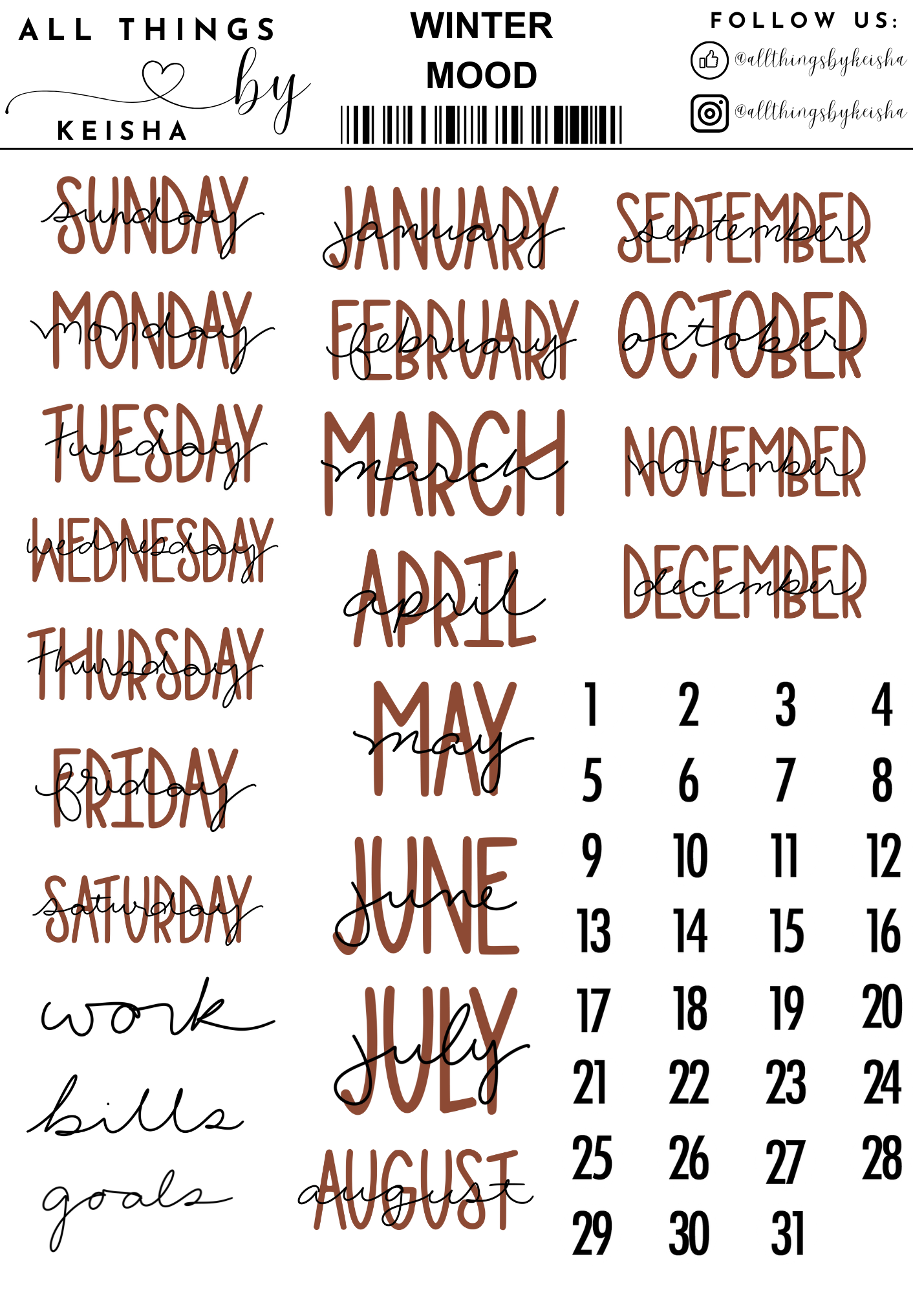 WINTER MOOD  STICKER THEMED PACK