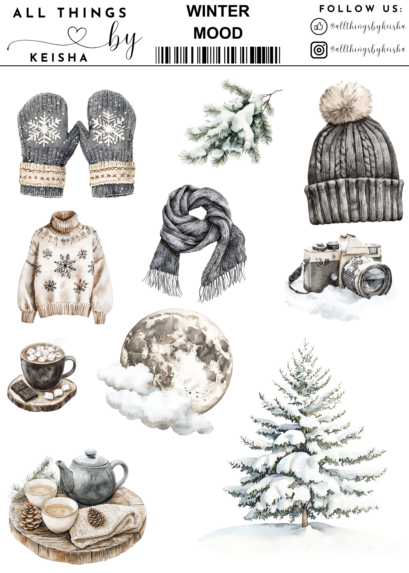 WINTER MOOD  STICKER THEMED PACK