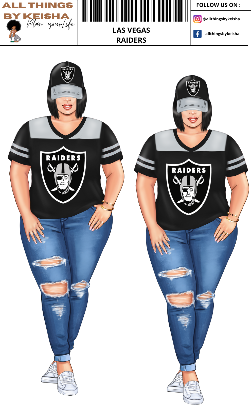 RAIDERS PLANNER GIRL STICKER SET