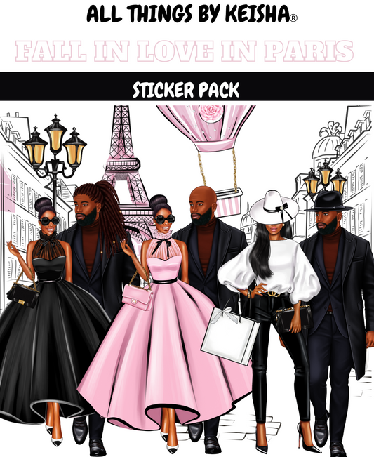 FALL IN LOVE IN PARIS THEMED STICKER PACK- DARK