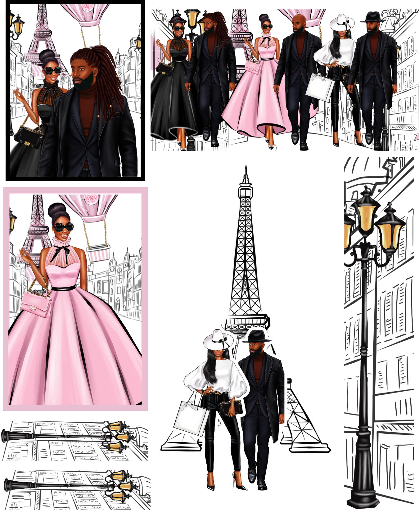 FALL IN LOVE IN PARIS THEMED STICKER PACK- DARK