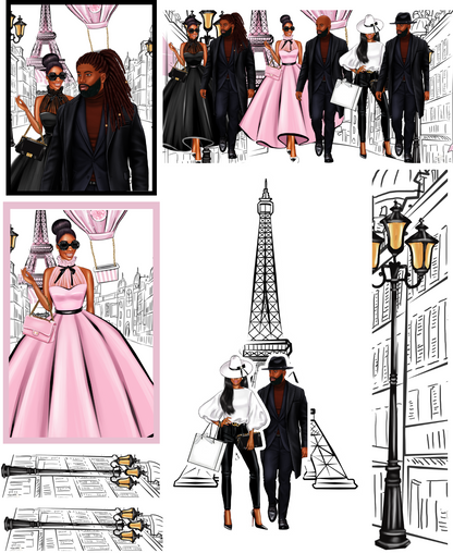FALL IN LOVE IN PARIS THEMED STICKER PACK- DARK