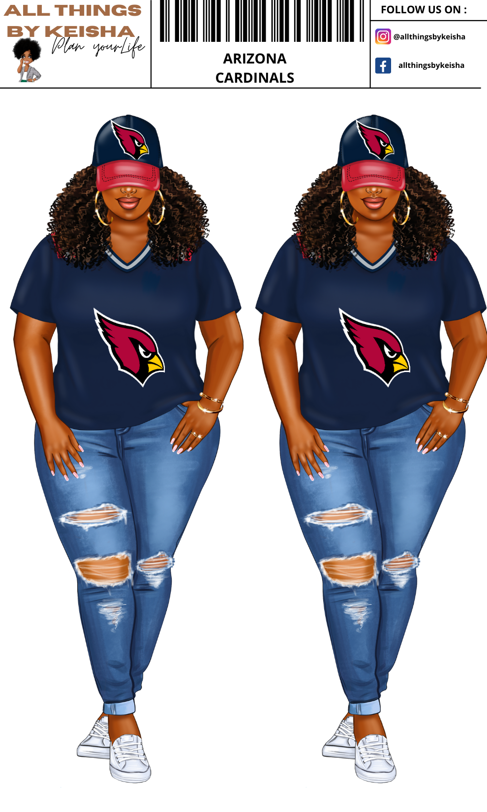 CARDINALS PLANNER GIRL STICKER SET