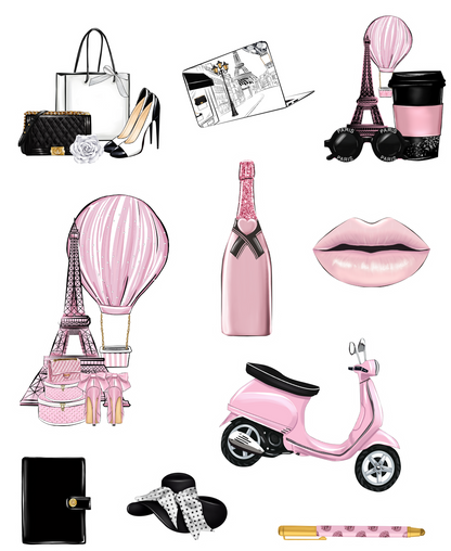 FALL IN LOVE IN PARIS THEMED STICKER PACK- DARK