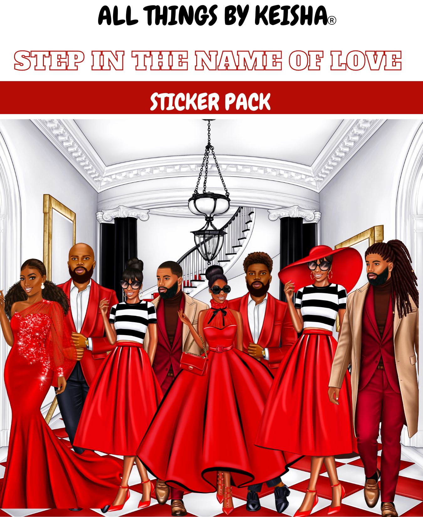 STEP IN THE NAME OF LOVE THEMED STICKER PACK - DARK