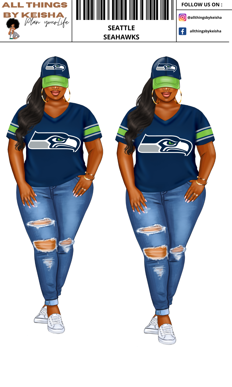 SEAHAWKS PLANNER GIRL STICKER SET