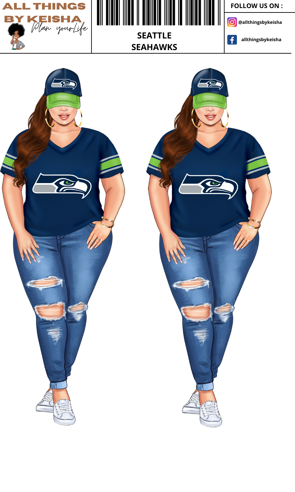 SEAHAWKS PLANNER GIRL STICKER SET