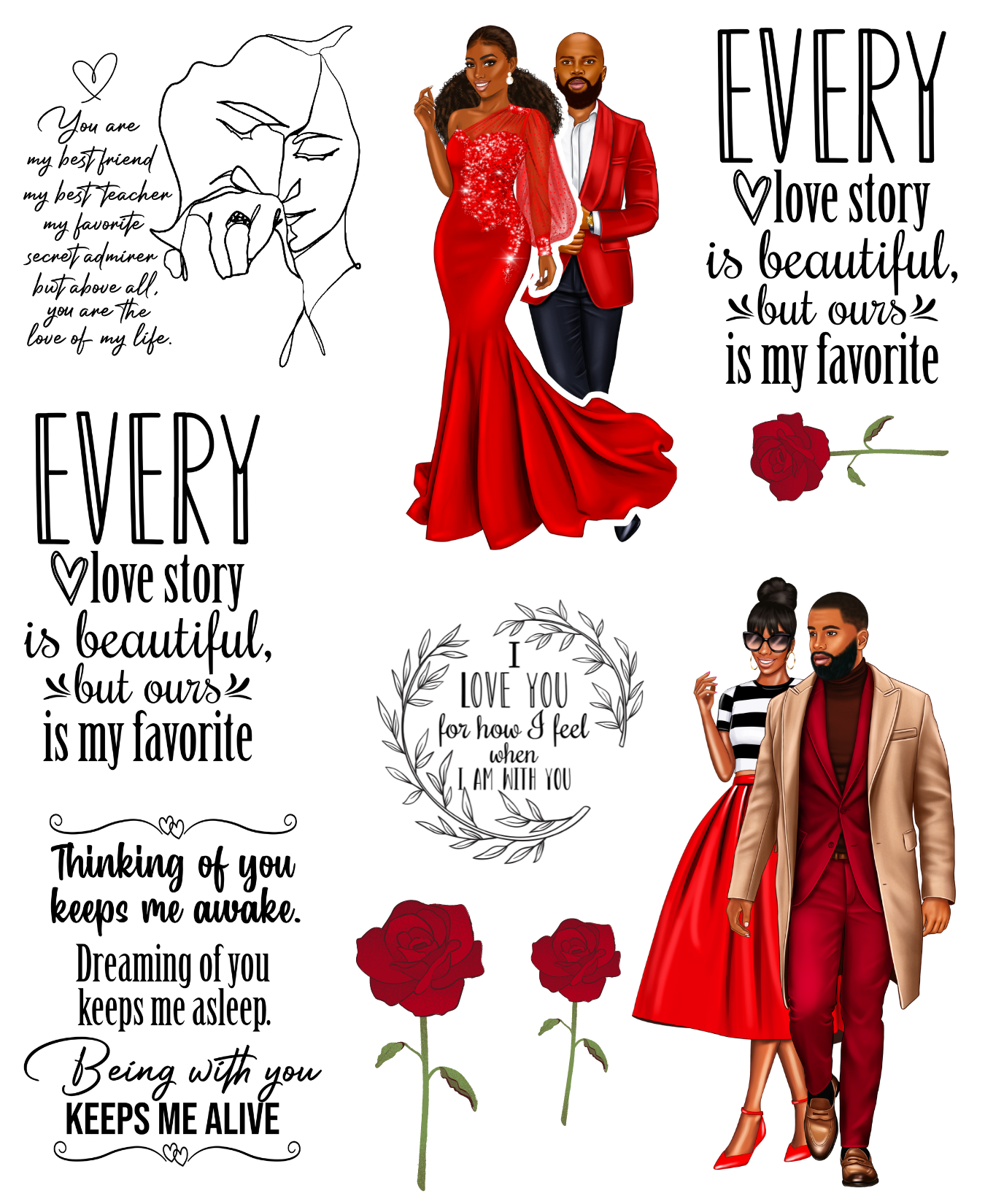 STEP IN THE NAME OF LOVE THEMED STICKER PACK - DARK