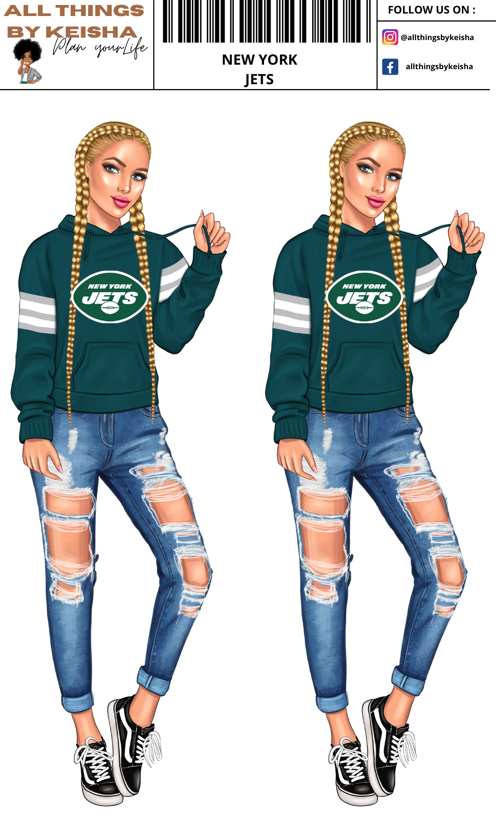 JETS PLANNER GIRL STICKER SET