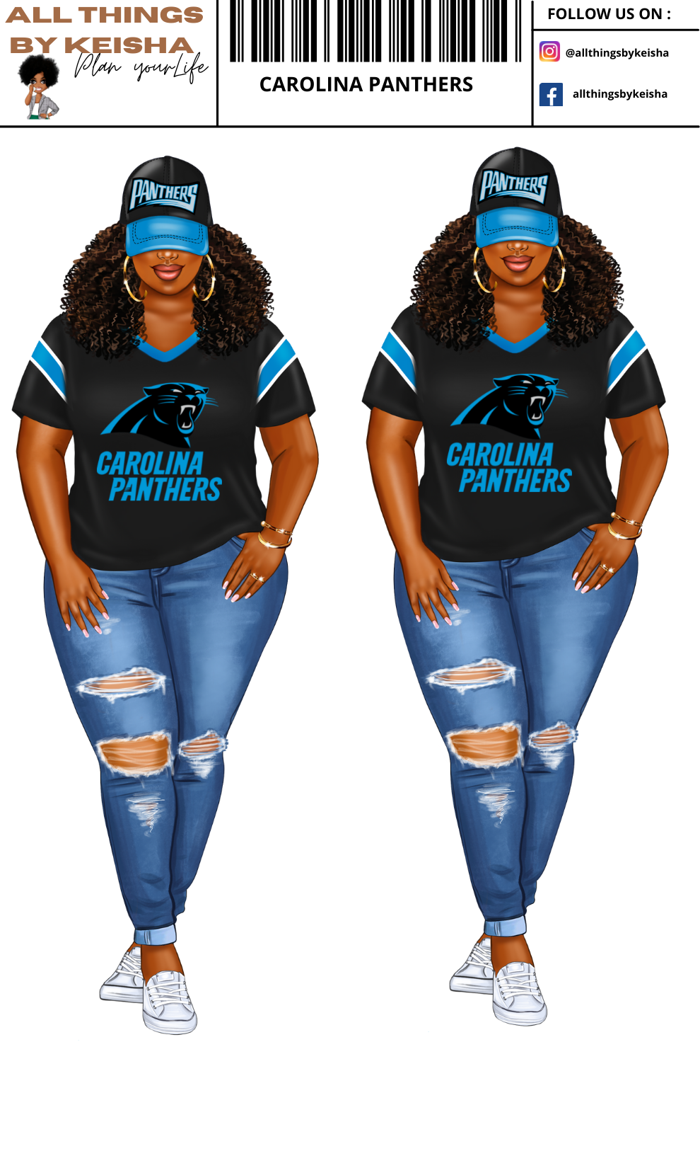 CAROLINA PANTHERS PLANNER GIRL STICKER SET